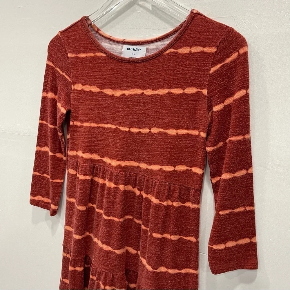 Old Navy Orange Long Sleeve Tiered Dress Girls Large 10-12